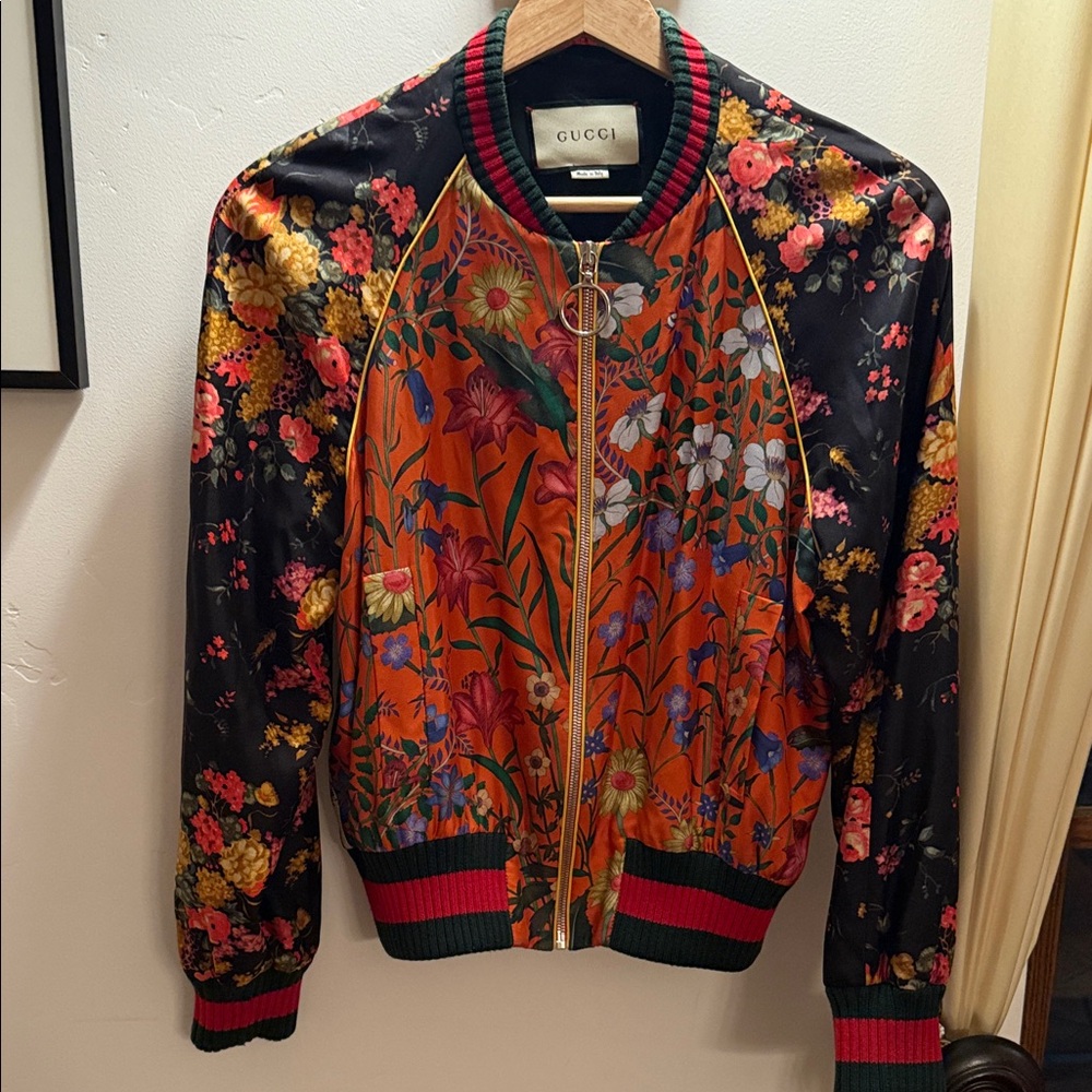 RARE Gucci Women's LOVED Black Panther Floral Bomber Jacket